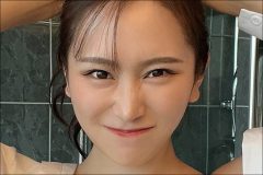 福江ななか、くしゃ顔と美胸の最高すぎる黒ブラ彼シャツ姿