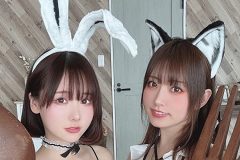 けんけん＆有川紗雪、アニマル水着のキュートな2ショット