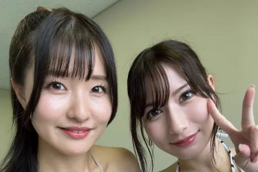 原つむぎ＆紗々、迫力満点の三角ビキニ共演